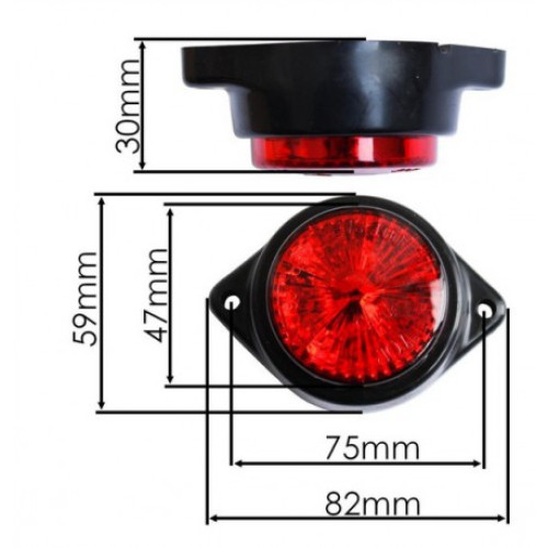 Lampă LED roșie 24V tip 14x66, diametru sticlă 4,5 cm, OEM