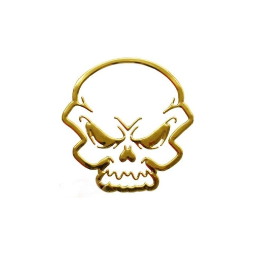 Abțibild craniu auriu 3D în relief, model DZ-34 (1 bucată)