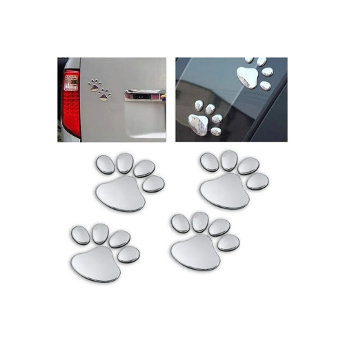 Abțibild 3D cu două lăbuțe argintiu, set 2 bucăți, model DZ-67