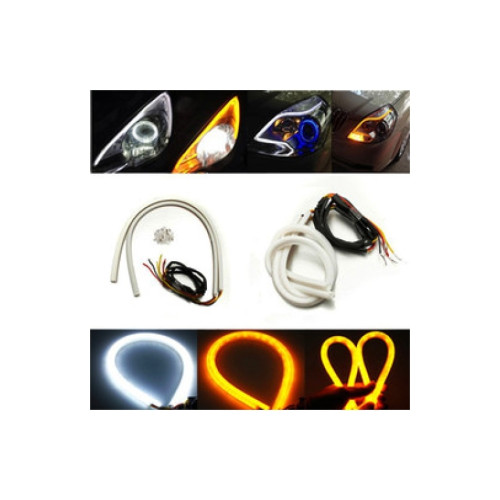 Bandă flexibilă LED DRL 30 cm cu semnalizare, set 2 bucăți (BO30WY)