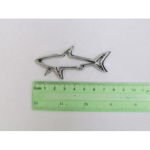 Emblemă auto rechin 254 din crom, cu adeziv pentru lipire ușoară