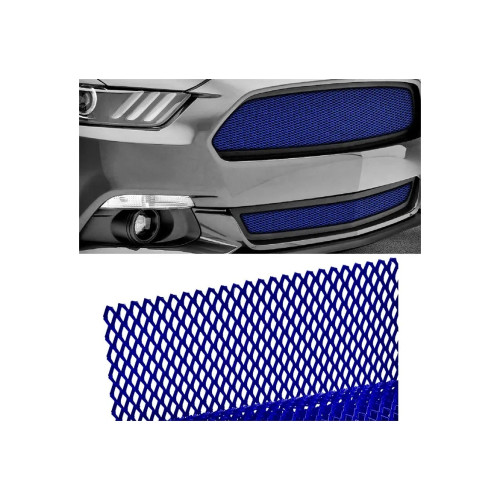 Plasă tuning auto albastră metalică din aluminiu, 100 x 33 cm
