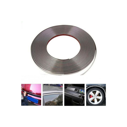 Rola ornament auto nichel/crom autoadeziva 8 mm x 15 m pentru decor
