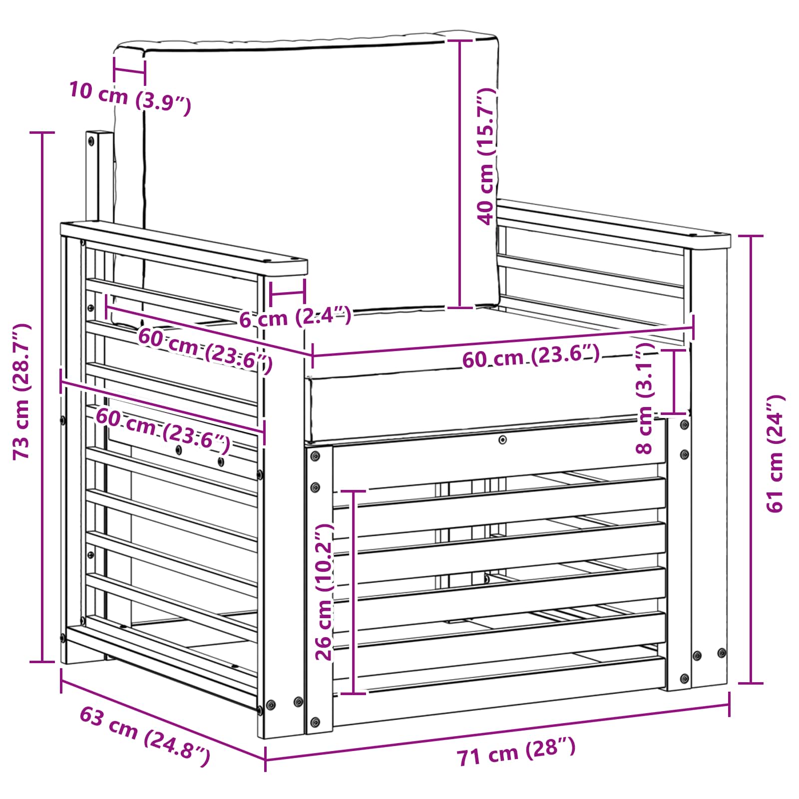 Set de canapele de exterior cu pernă natural 71 x 63 x 73 cm GartenMobel Dekor