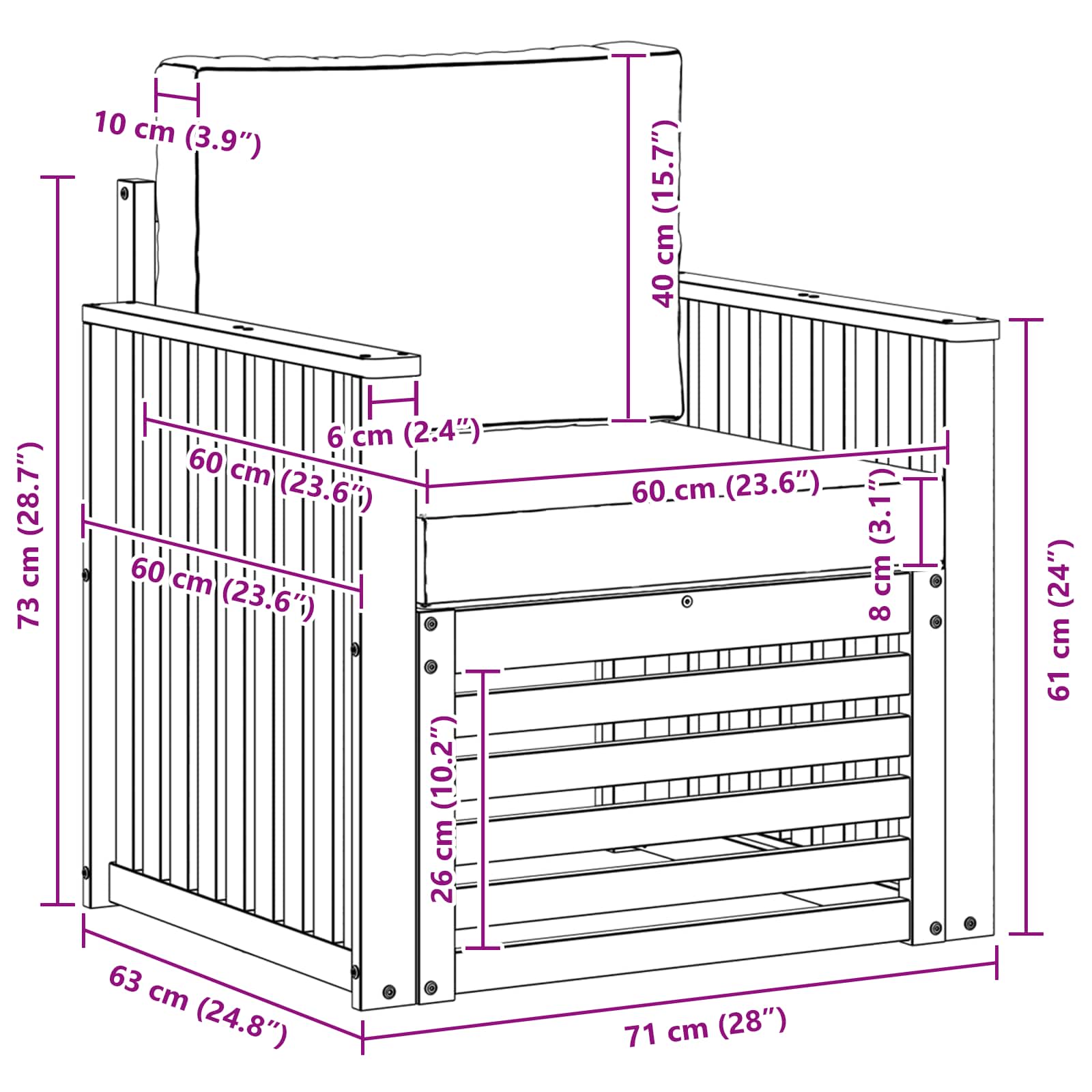 Set de canapele de exterior cu pernă natural 71 x 63 x 73 cm GartenMobel Dekor