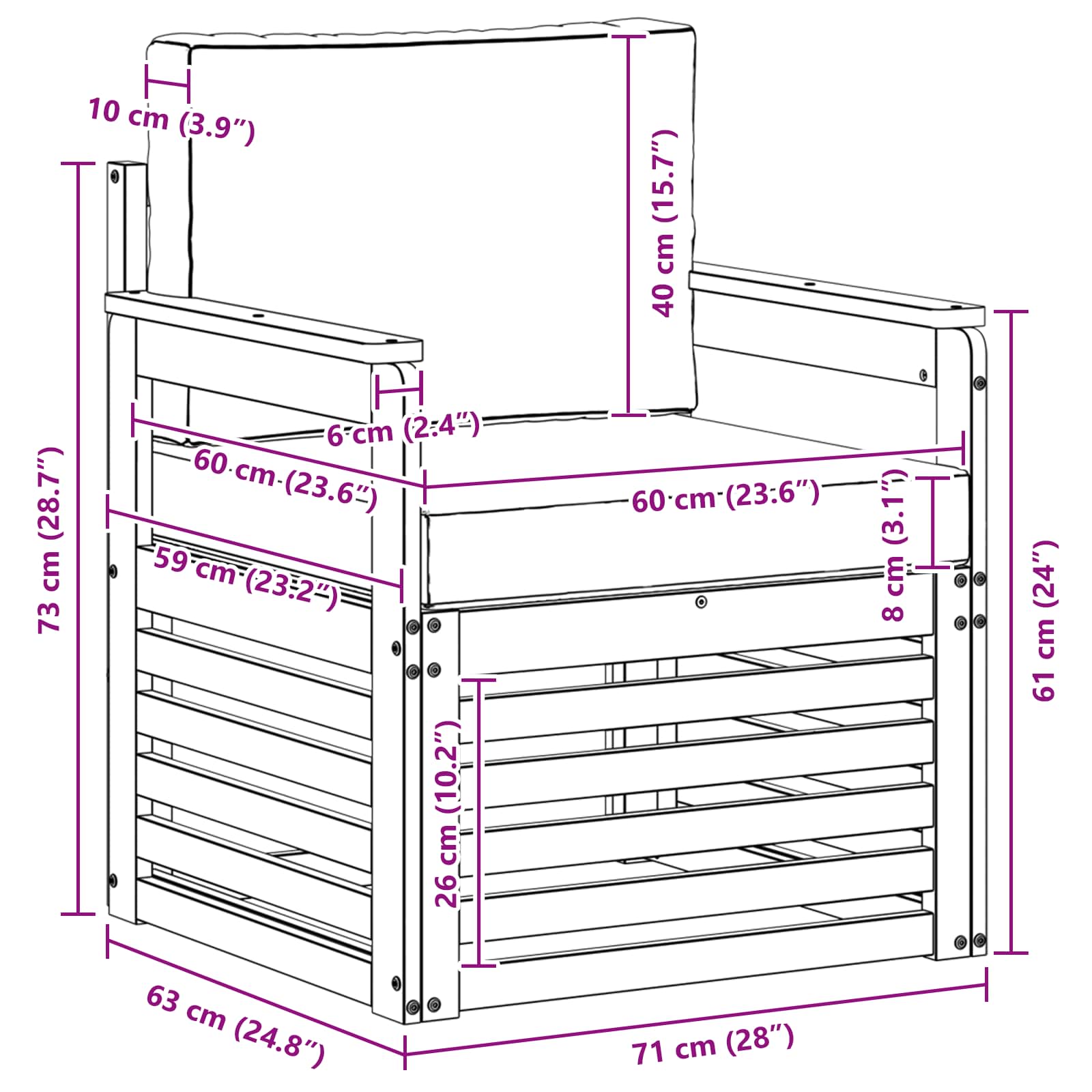Set de canapele de exterior cu pernă natural 71 x 63 x 73 cm GartenMobel Dekor