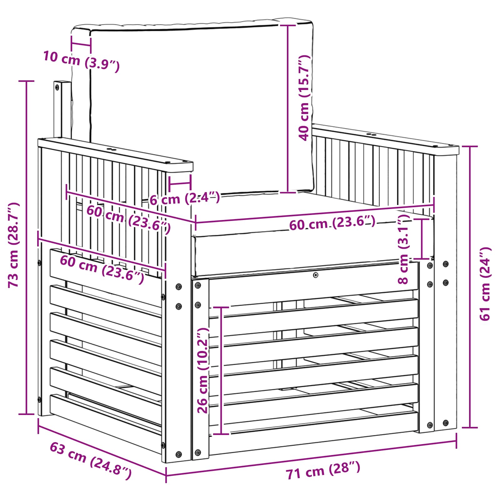 Set de canapele de exterior cu pernă natural 71 x 63 x 73 cm GartenMobel Dekor