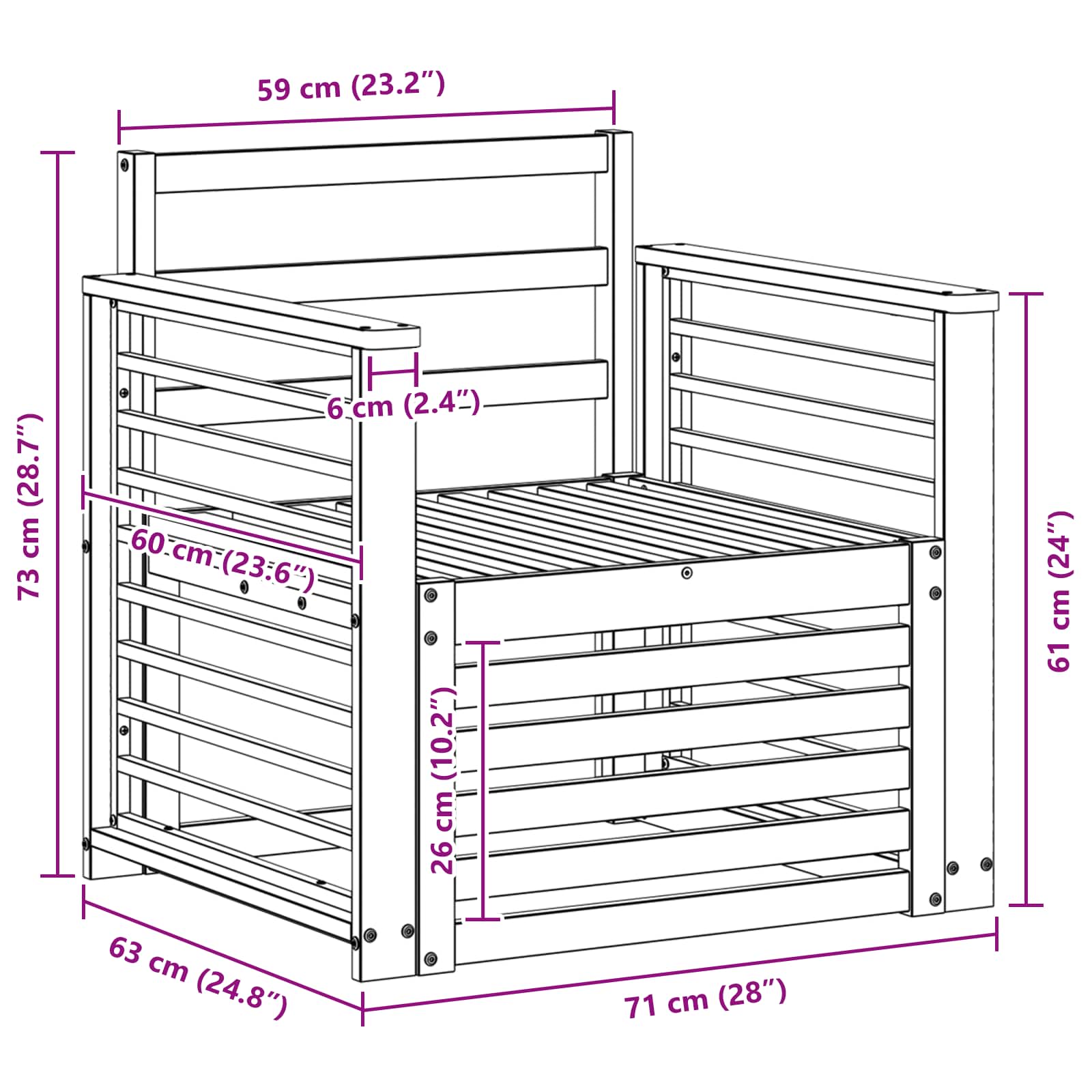 Set de canapele de exterior natural 71 x 63 x 73 cm GartenMobel Dekor