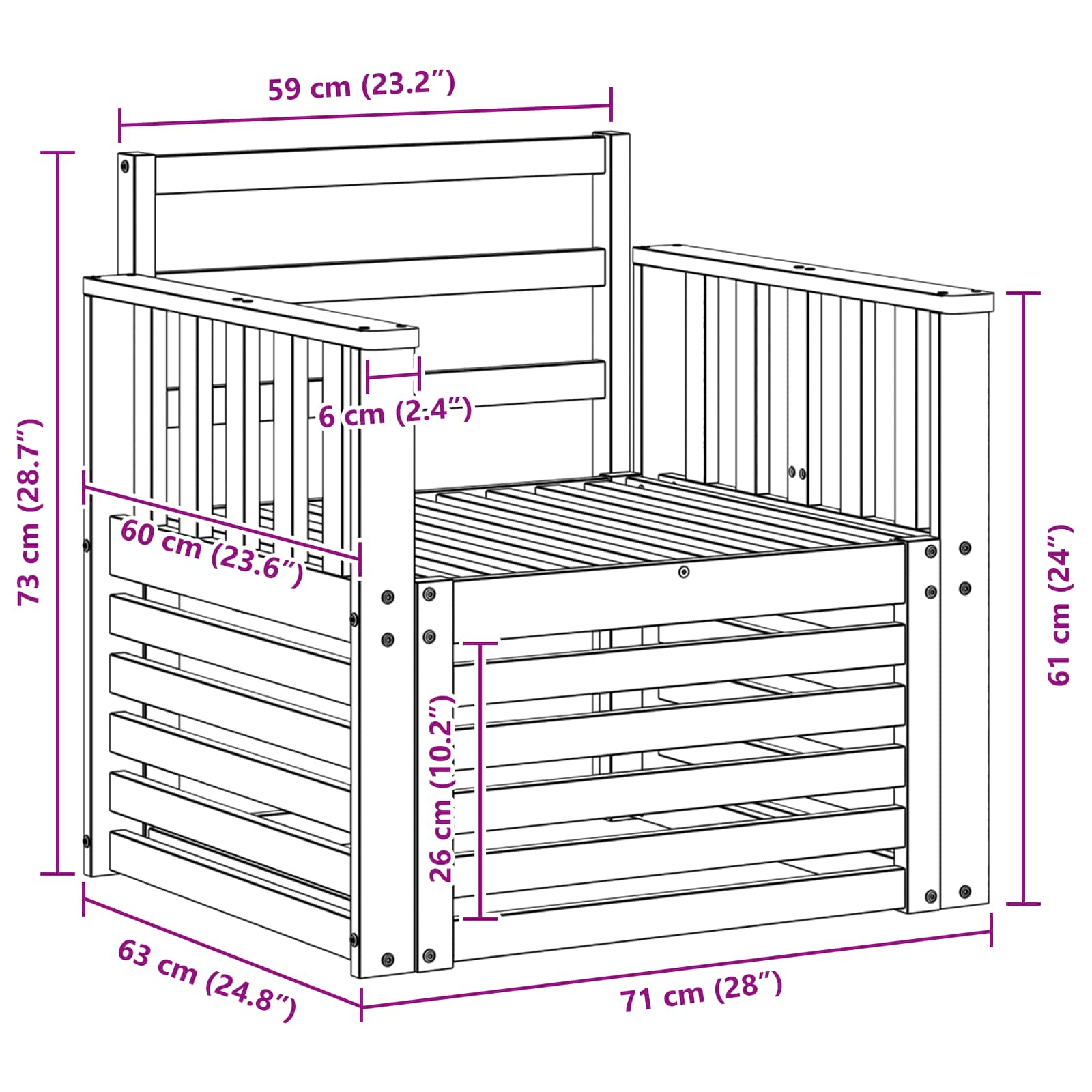 Set de canapele de exterior natural 71 x 63 x 73 cm GartenMobel Dekor