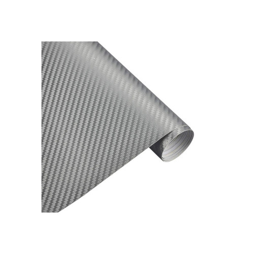 Rola folie carbon 3D argintie autoadeziva 1,27 m x 30 m, textura fibra carbon