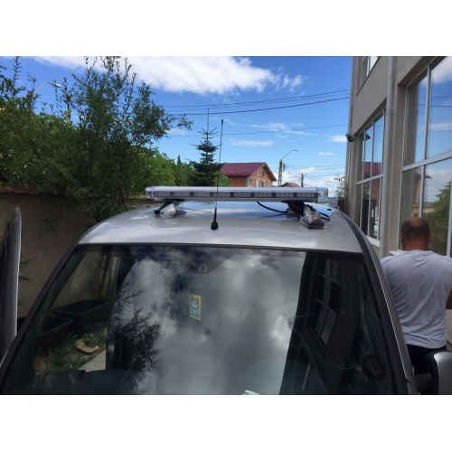 Rampa girofar LED albastru 12/24V, 98 cm, 18 module, cu kit prindere ART24