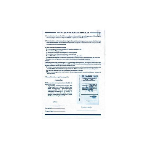 Folie auto omologată DRK pentru geamuri față, 2 m x 0,5 m, VLT 90%, cu certificat RAR