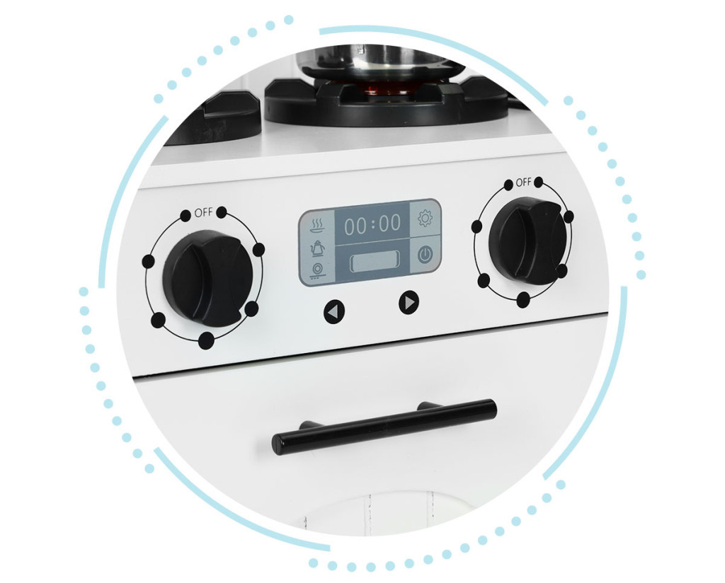 Bucătărie din lemn pentru copii Homelux, cuptor, microunde și 5 accesorii metalice