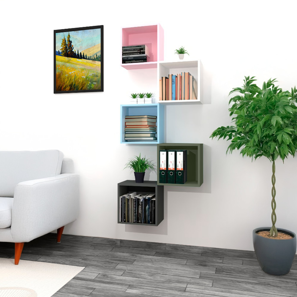 Dulap de perete deschis Leziter Boxie, modular, 40x40x27 cm, verde