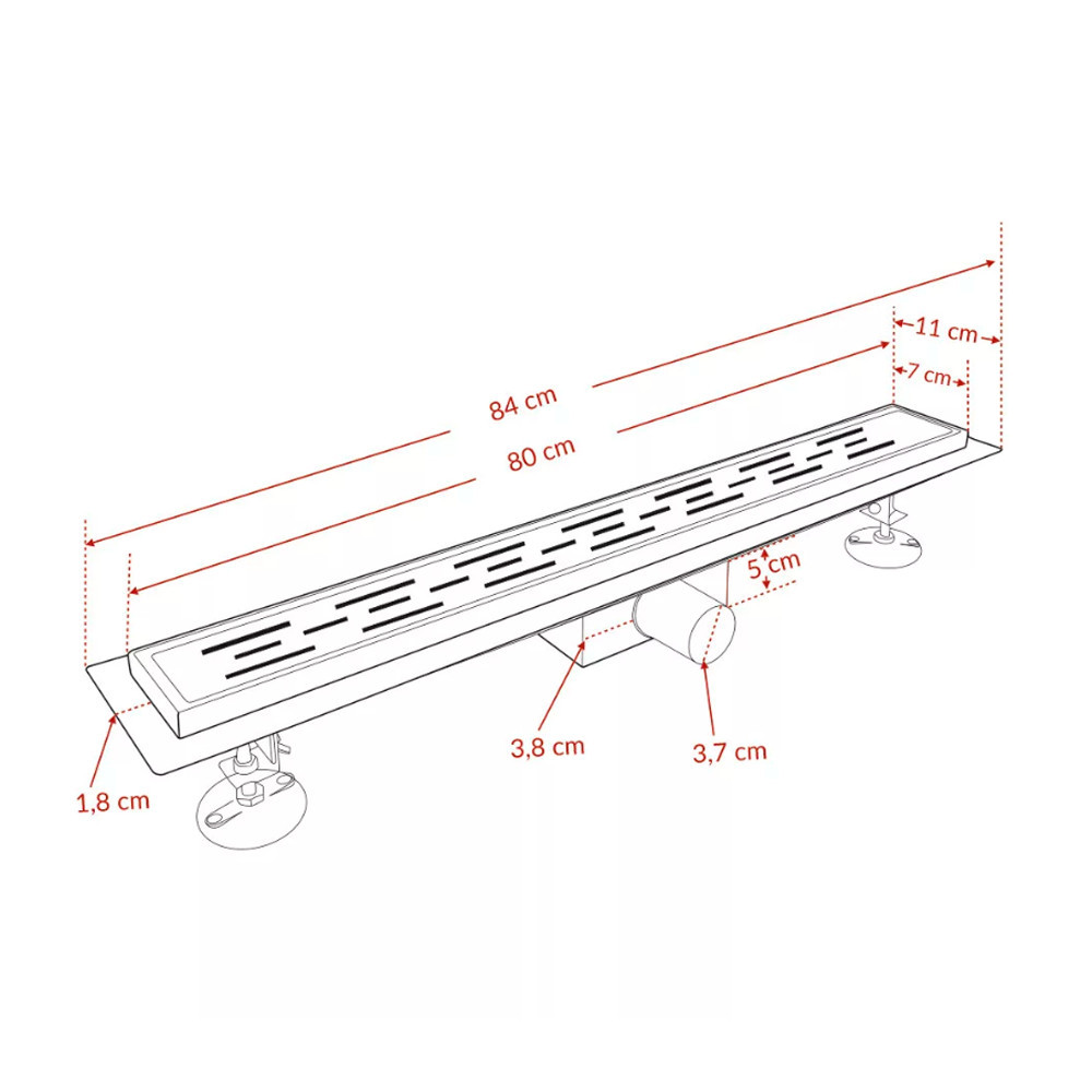 Rigolă de duș liniară Leziter Flow 80, neagră mată, cu grătar modern