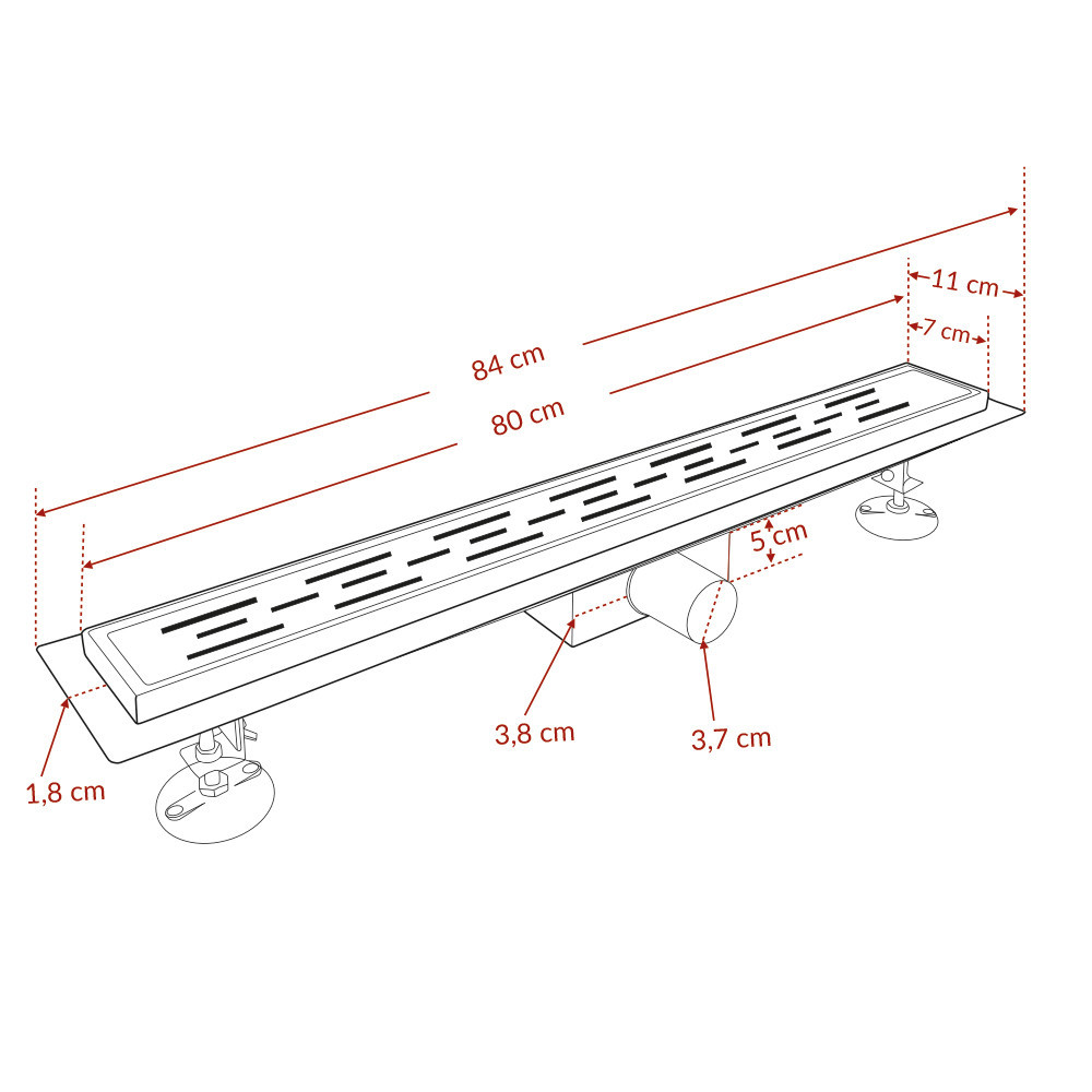 Scurgere de duș liniară Leziter Flow 80 cm din inox, debit mare