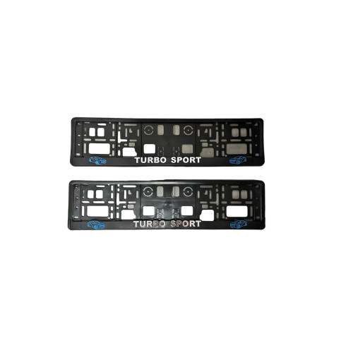 Set 2 suporturi număr înmatriculare 3D Turbo Sport, finisaj cromat
