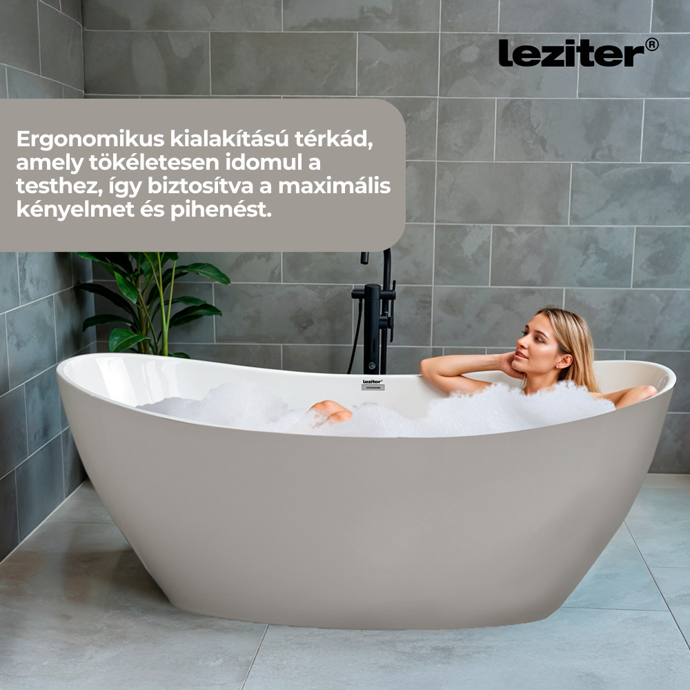 Cadă freestanding Leziter Flow 170x75x72 cm, alb, acril sanitar, 190 L