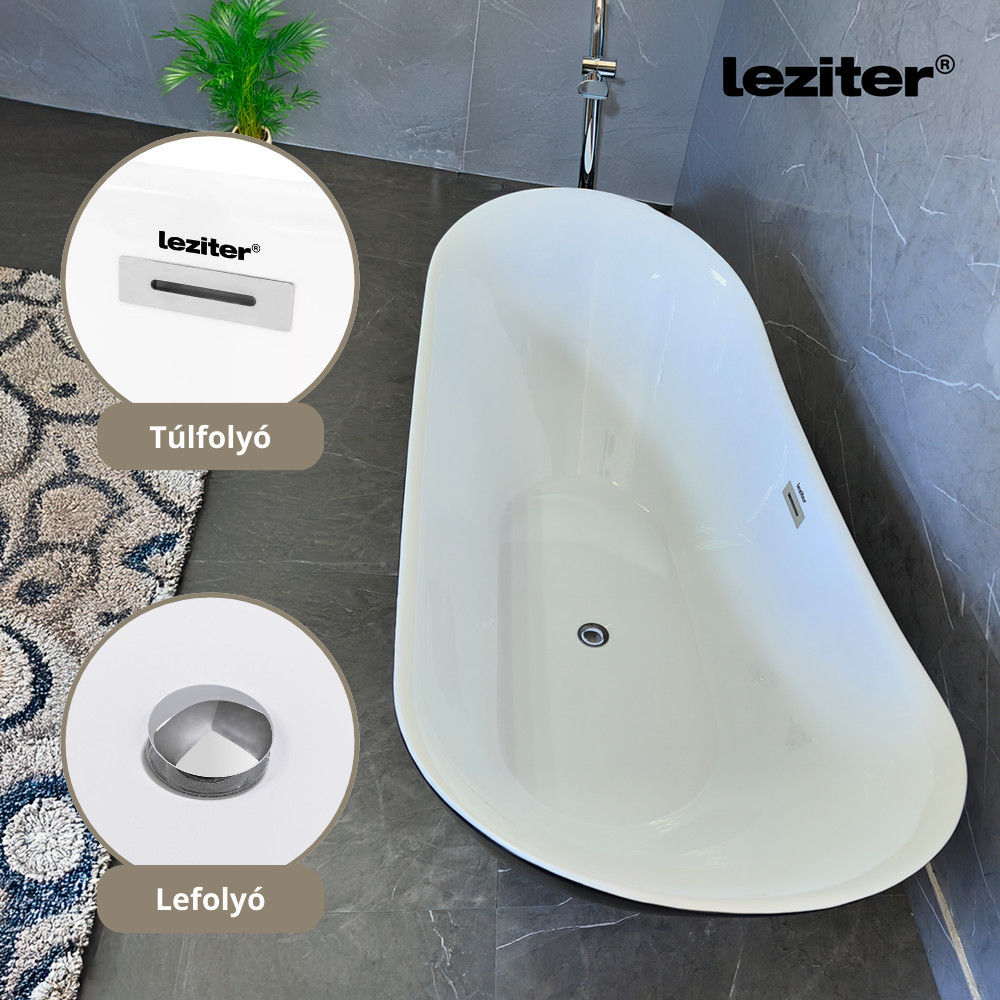 Cadă freestanding Leziter Flow 170x75x72 cm, alb, acril sanitar, 190 L