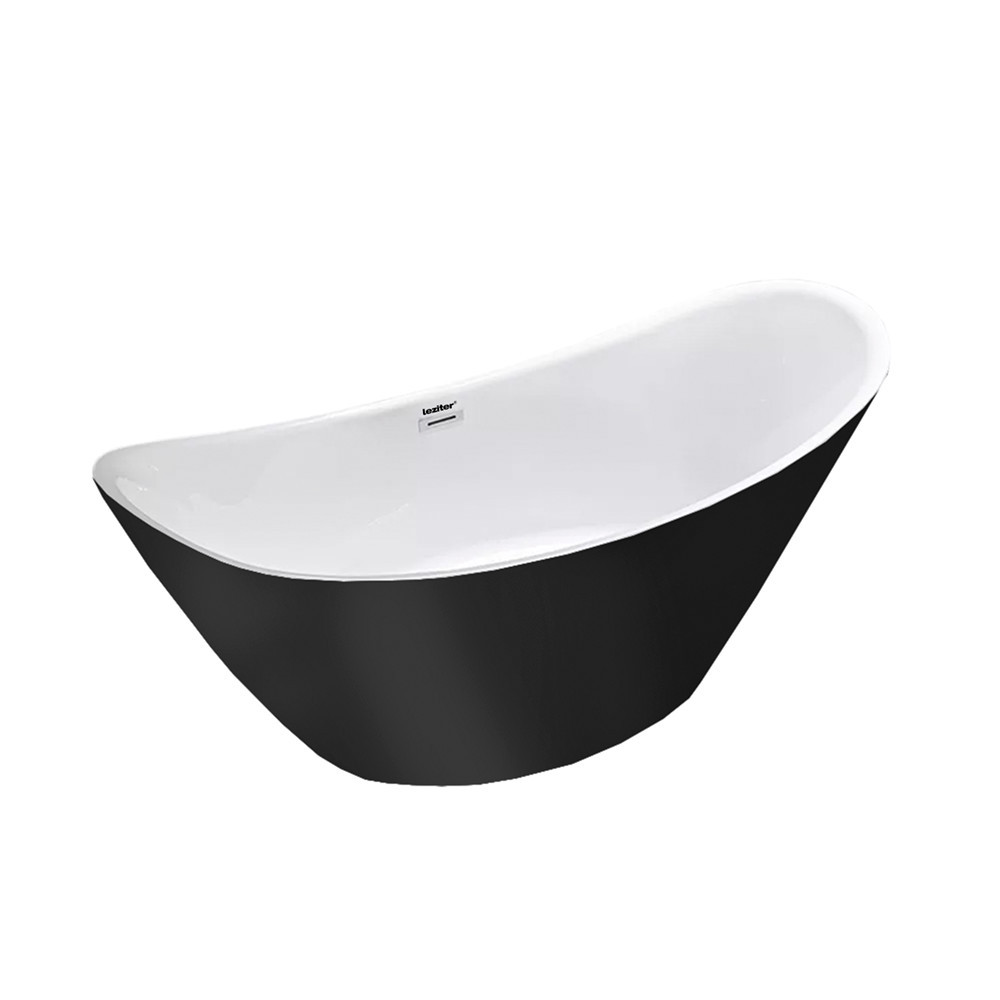 Cadă freestanding Leziter Flow 170x75x72 cm, negru mat, acril sanitar