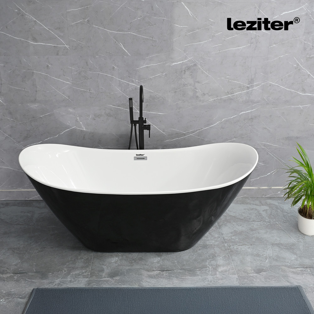 Cadă freestanding Leziter Flow 170x75x72 cm, negru mat, acril sanitar