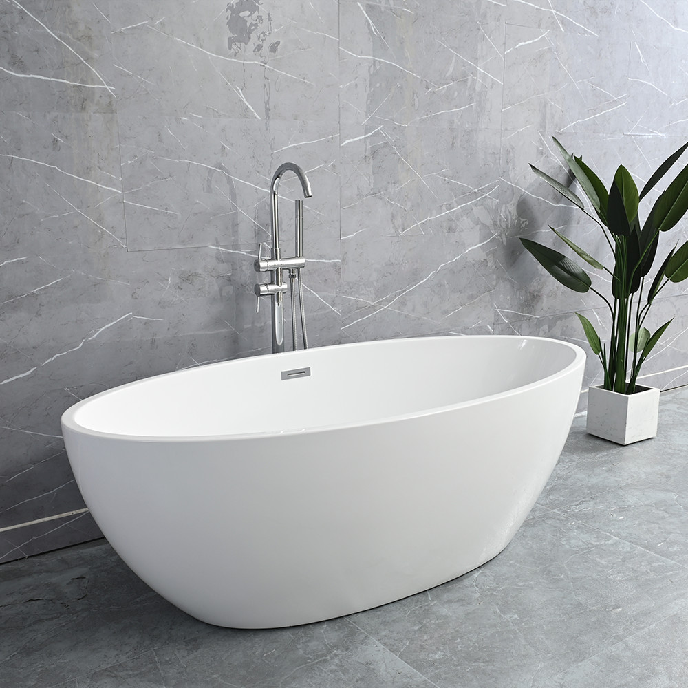 Cadă freestanding Leziter Kara din acril 170x81x60 cm, alb, cu scurgere pop-up