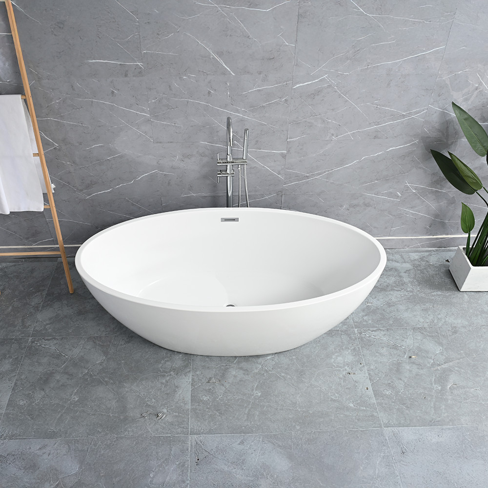 Cadă freestanding Leziter Kara din acril 170x81x60 cm, alb, cu scurgere pop-up