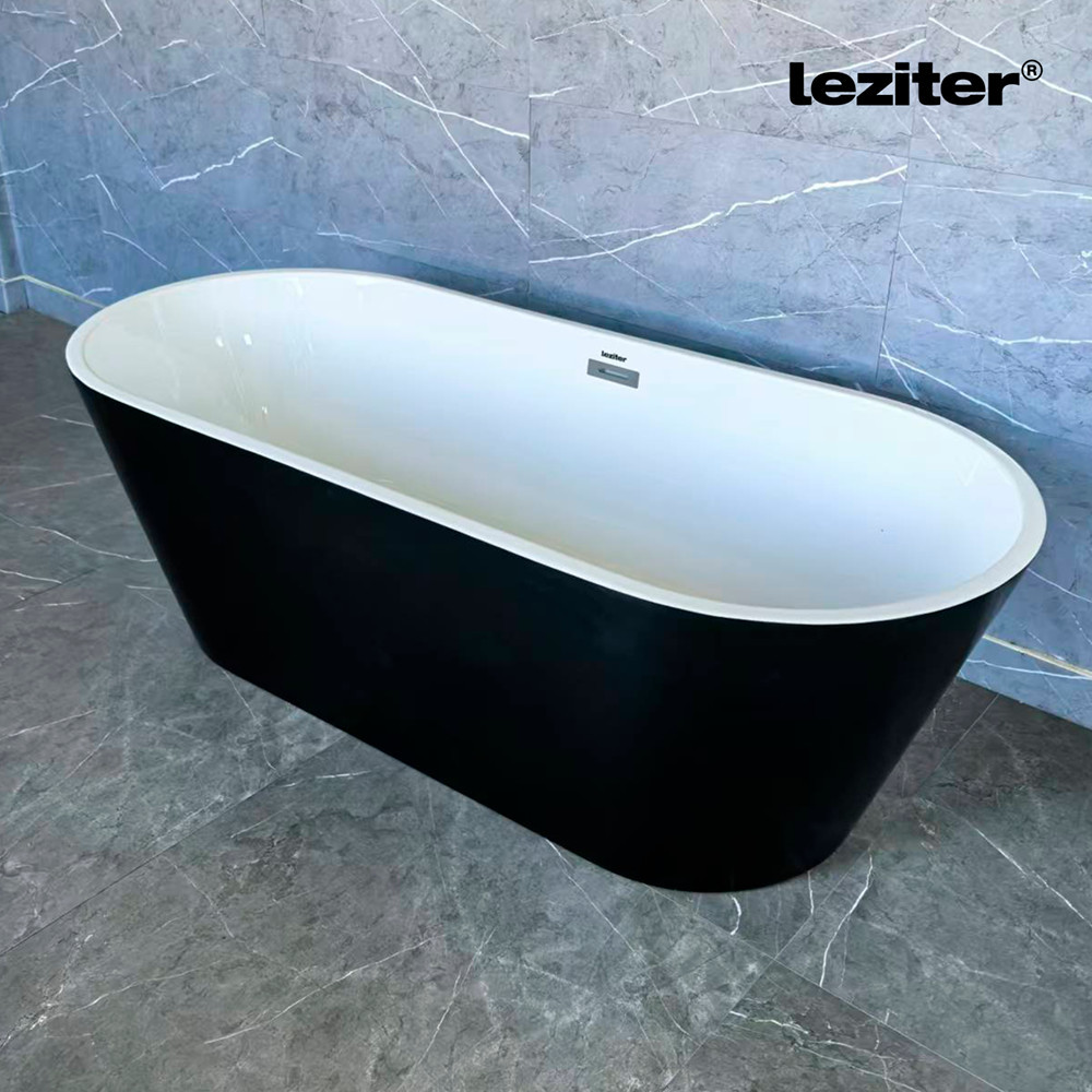 Cadă freestanding Leziter Noa 170x75x56 cm, neagră mată, acril sanitar
