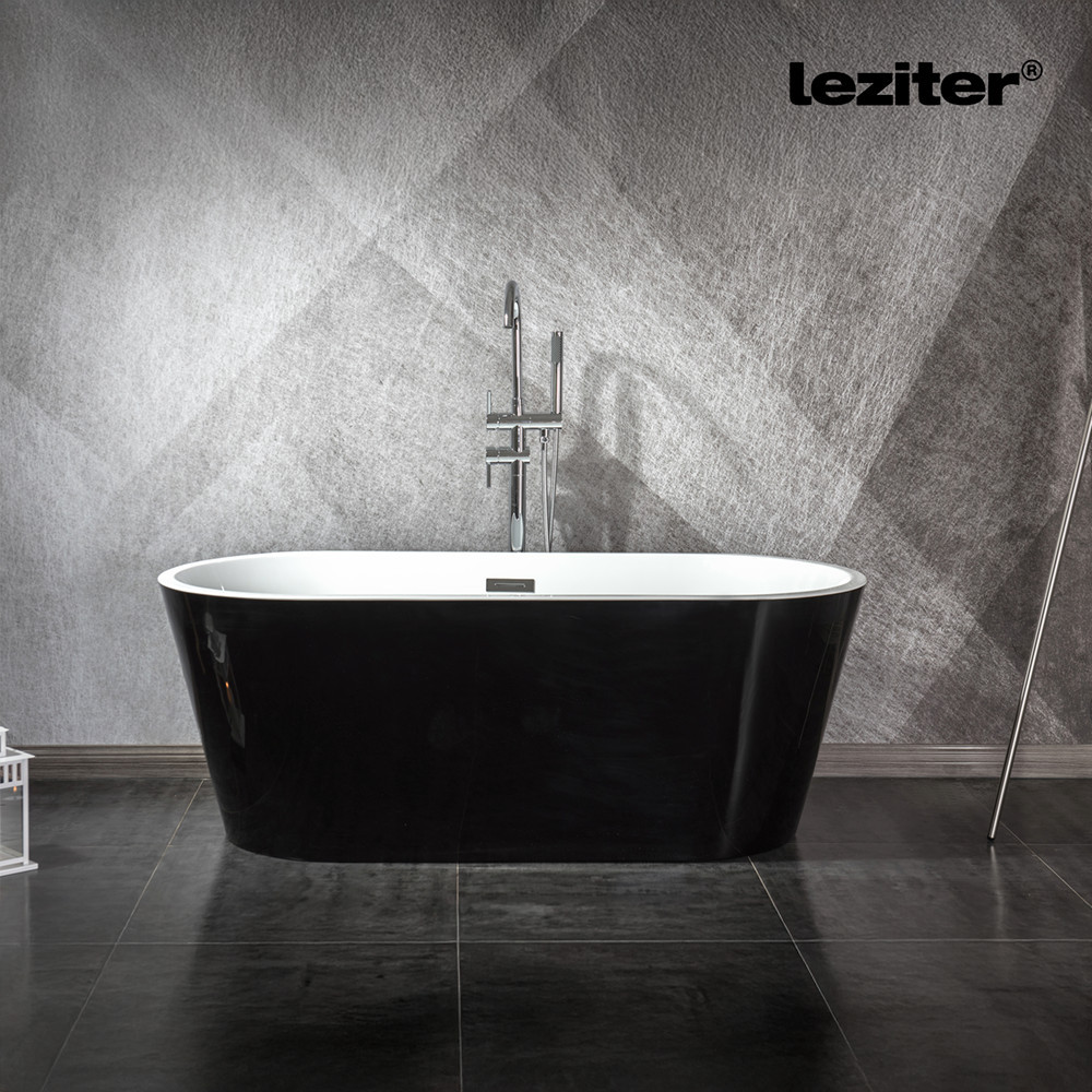 Cadă freestanding Leziter Noa 170x75x56 cm, neagră mată, acril sanitar