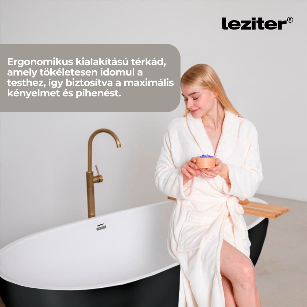 Cadă freestanding Leziter Noa 170x75x56 cm, neagră mată, acril sanitar