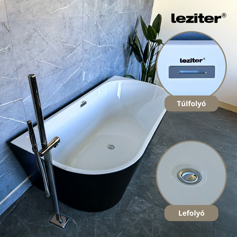 Cadă freestanding Leziter Still 170x80x58 cm, acril sanitar, negru mat