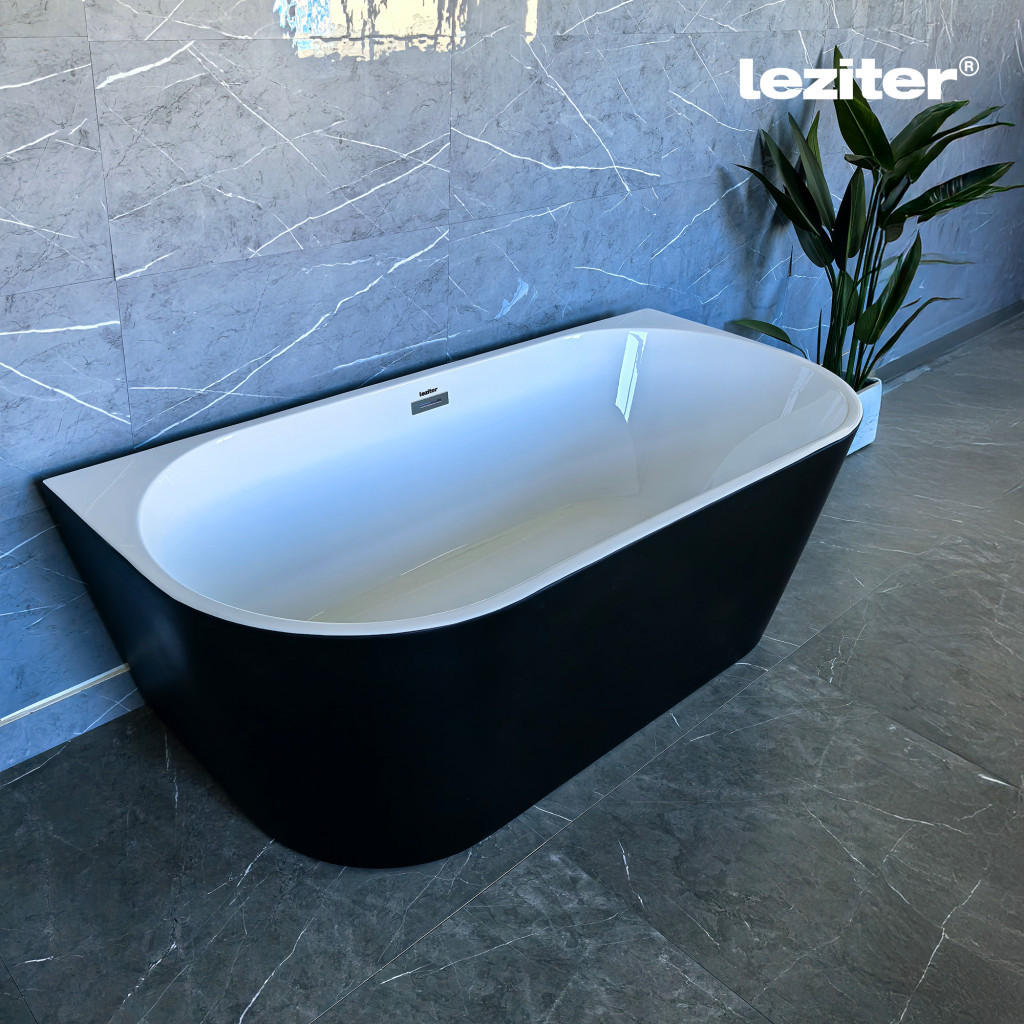 Cadă freestanding Leziter Still 170x80x58 cm, acril sanitar, negru mat