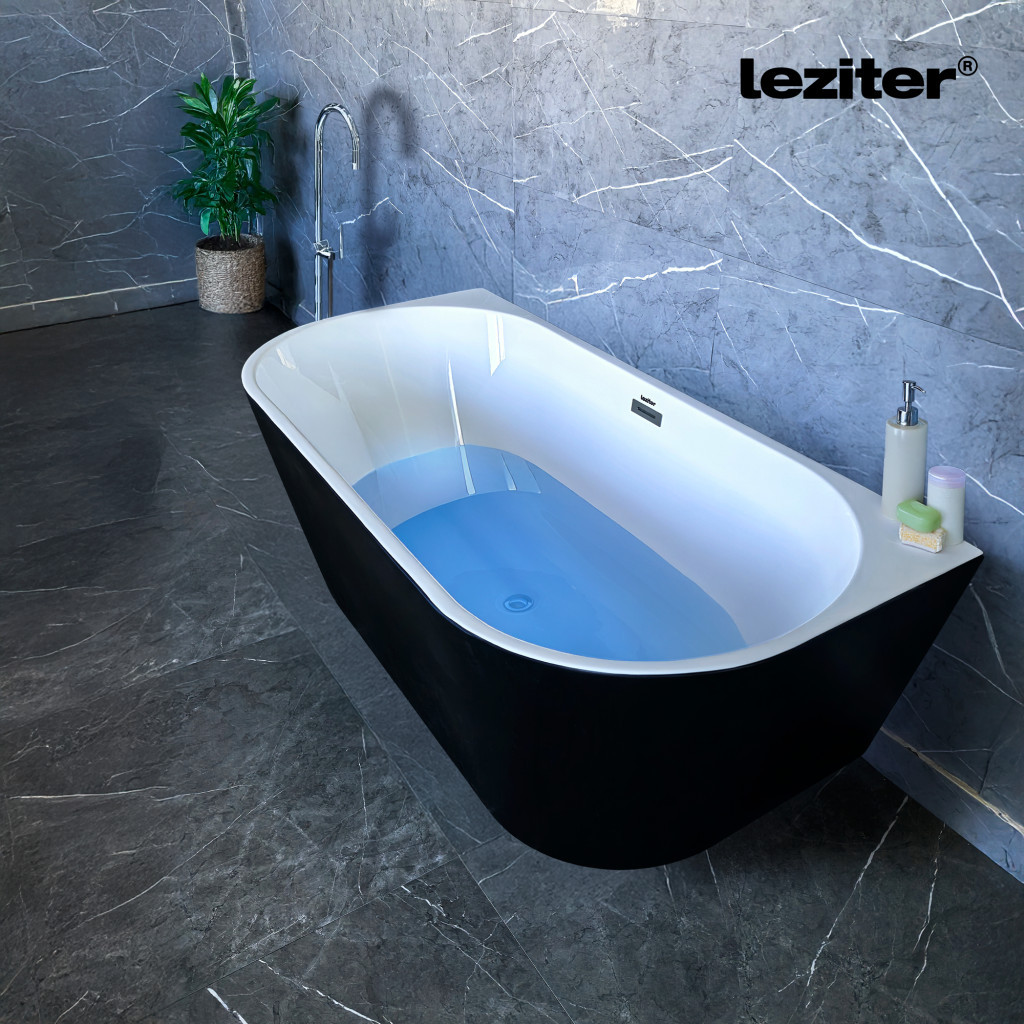 Cadă freestanding Leziter Still 170x80x58 cm, acril sanitar, negru mat
