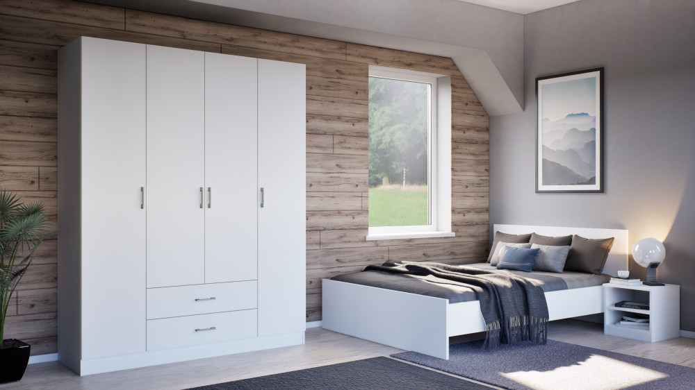 Leziter Miami noptieră deschisă 40x40 cm alb-alb