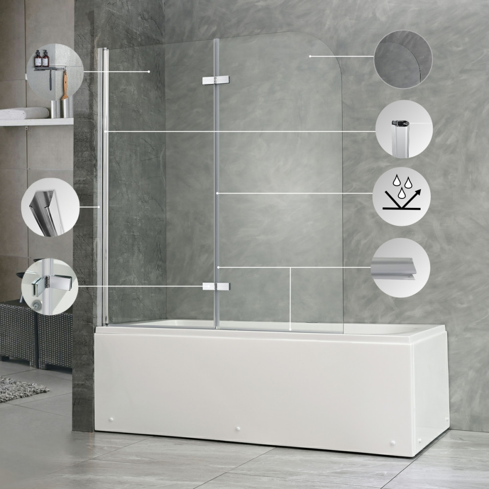 Paravan de baie Leziter Alor 120x140 cm, sticlă securizată 6 mm, profil zinc