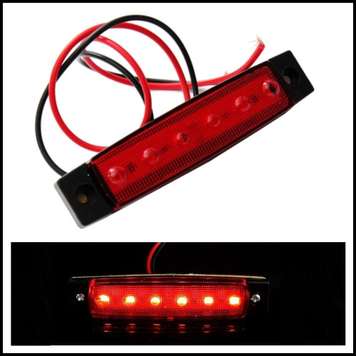 Lampă laterală roșie 12V cu 6 LED-uri, compactă, pentru remorcă/camion