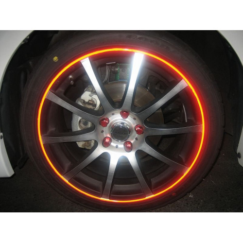 Banda autocolanta pentru jante rosu fluorescent 0,64 cm x 9,6 m, cu scula montaj