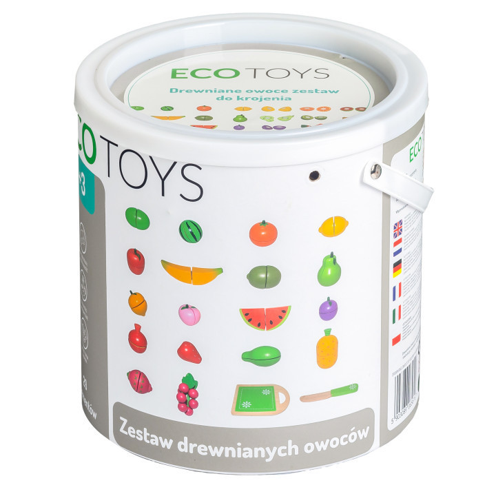 Homelux Set fructe de tăiat din lemn cu Velcro, 20 piese, 3+ ani