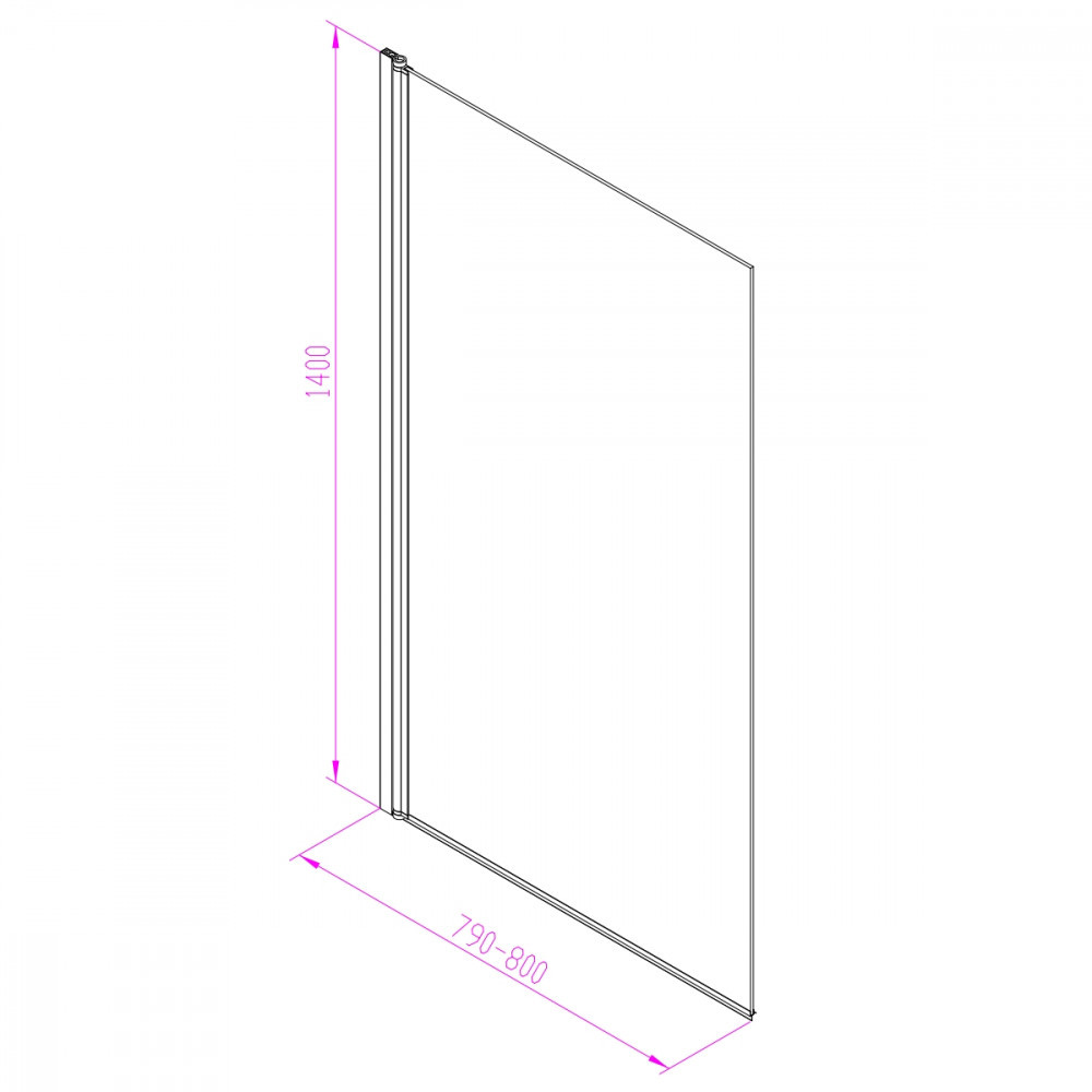 Paravan cadă Leziter Eva 78x140 cm, sticlă securizată 6 mm, profil zinc