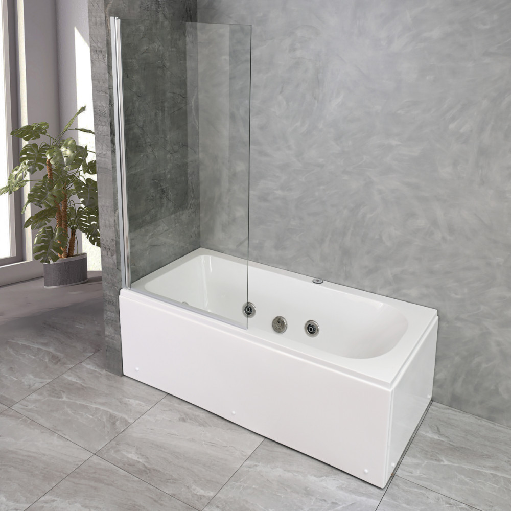 Paravan cadă Leziter Eva 78x140 cm, sticlă securizată 6 mm, profil zinc