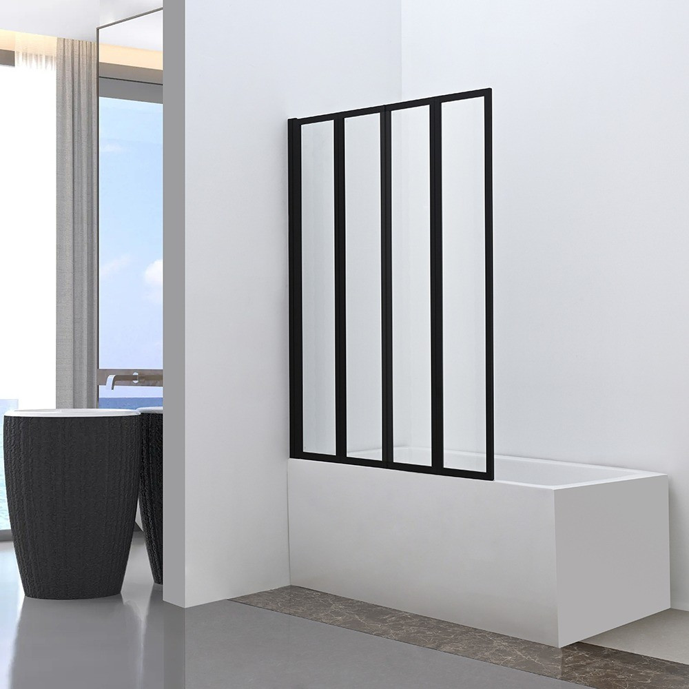 Paravan cadă Leziter Tribeca 110x140 cm, sticlă securizată, profil negru mat