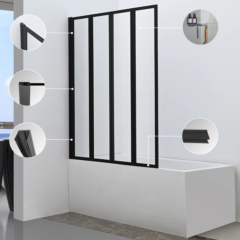 Paravan cadă Leziter Tribeca 110x140 cm, sticlă securizată, profil negru mat