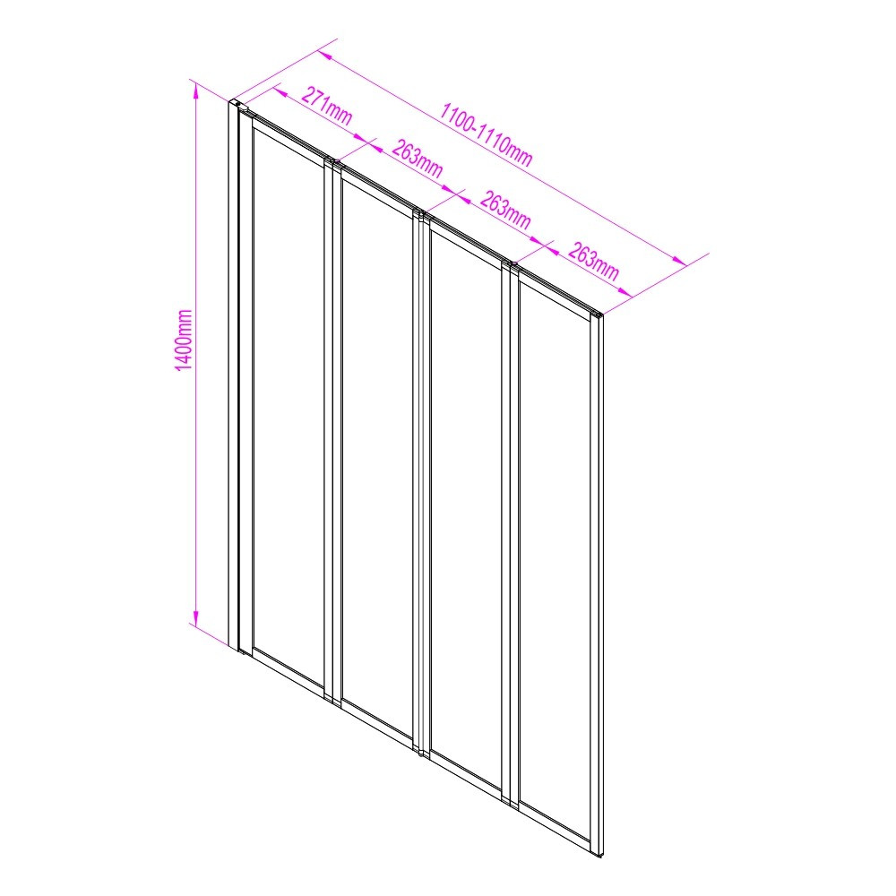 Paravan cadă Leziter Tribeca 110x140 cm, sticlă securizată, profil negru mat