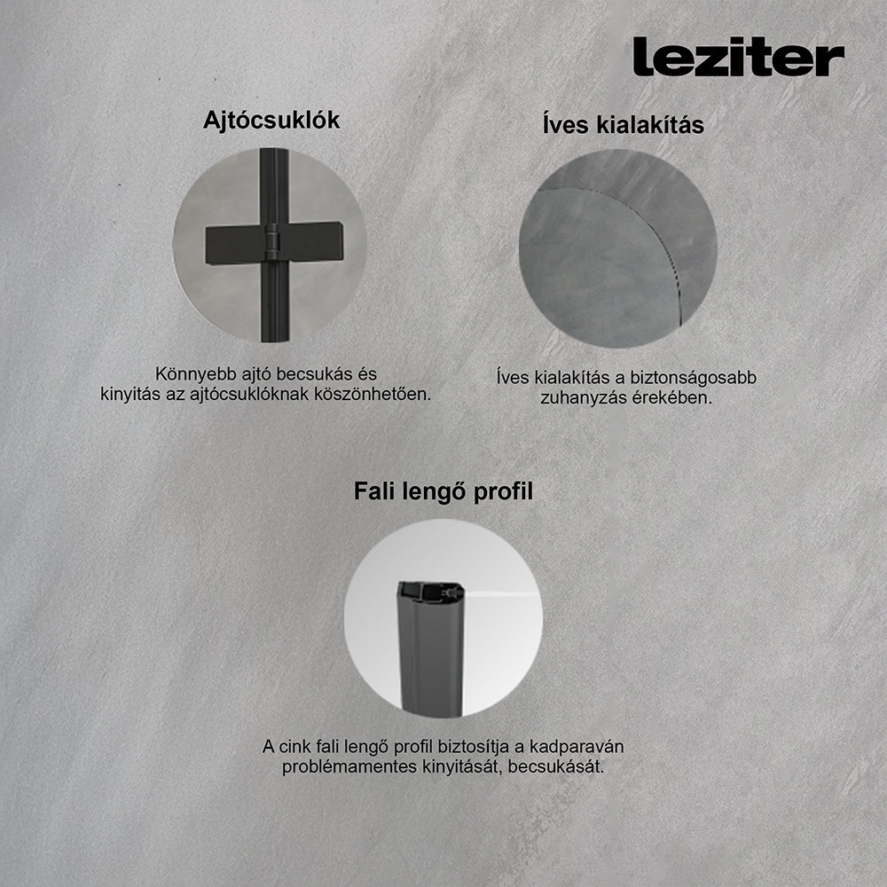 Paravan de cadă Leziter Alor 120x140 cm, sticlă securizată 6 mm, profil negru