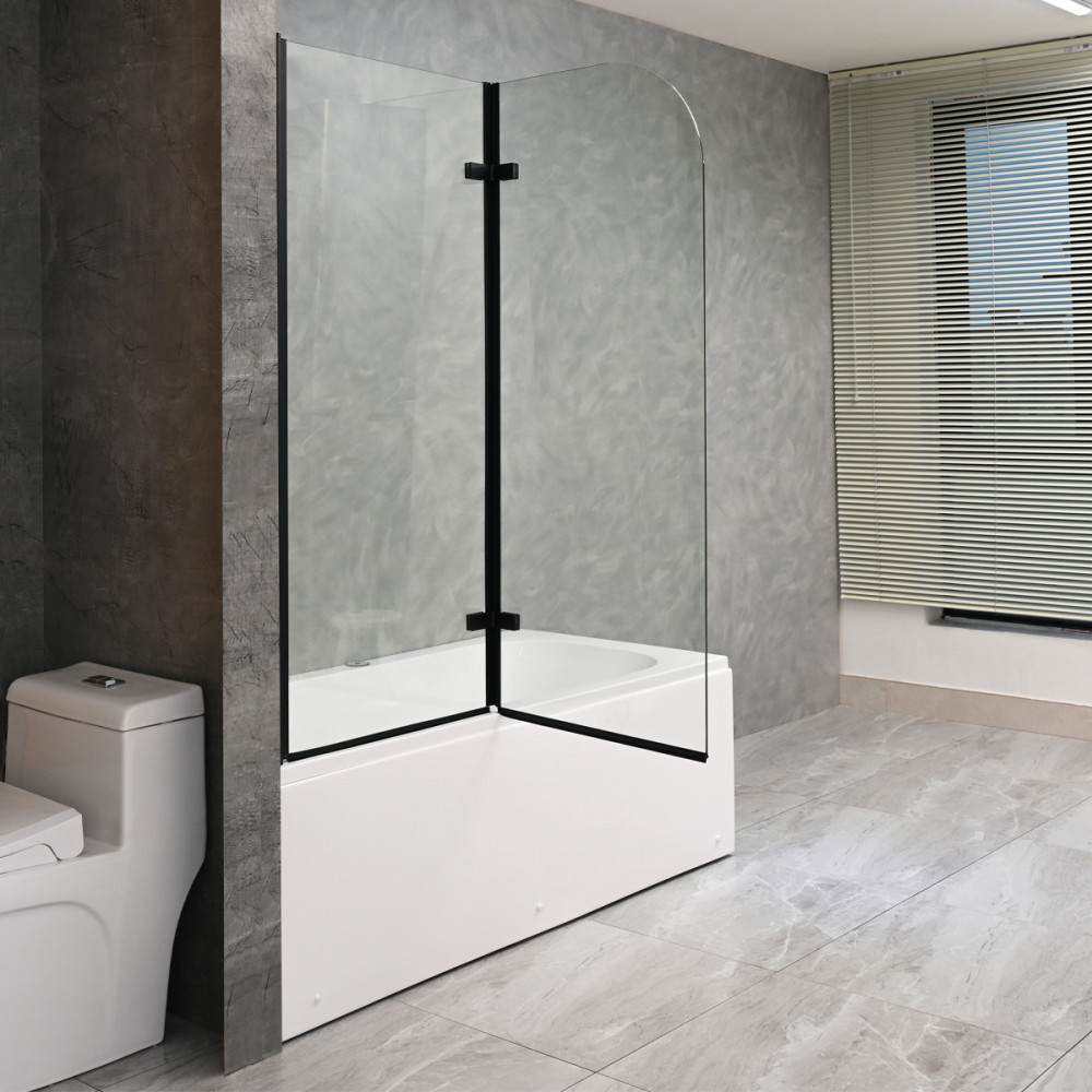 Paravan de cadă Leziter Alor 120x140 cm, sticlă securizată 6 mm, profil negru