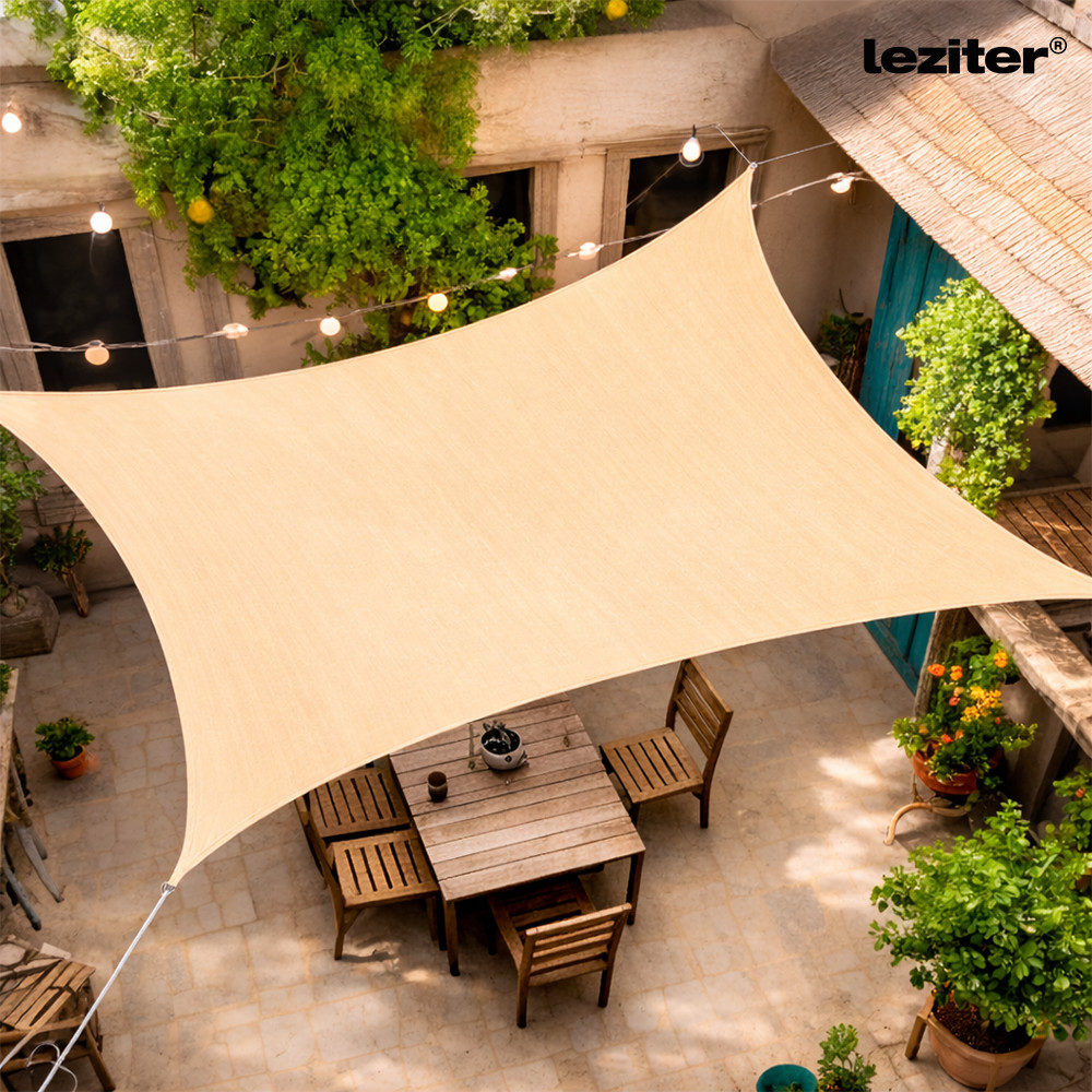 Vela de umbrire Leziter Rana dreptunghiulara 5x6 m, bej, HDPE