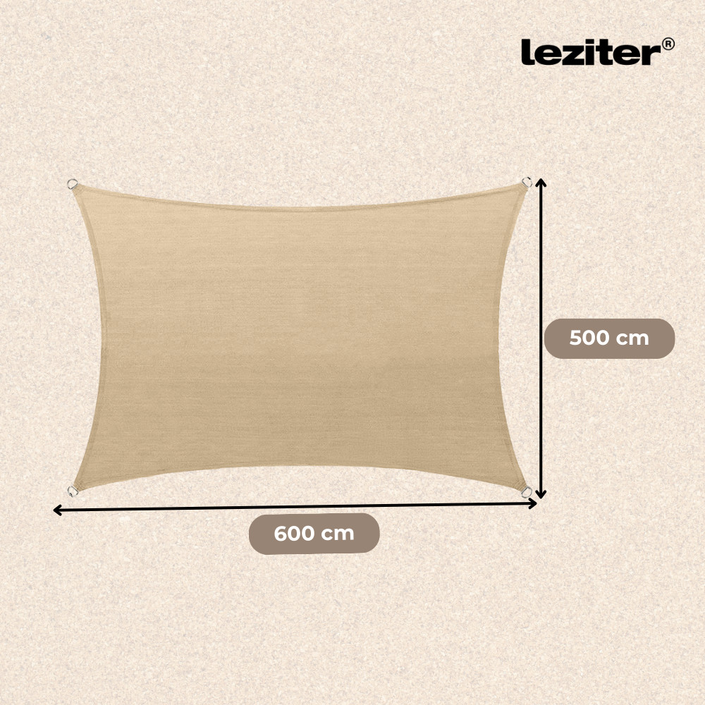 Vela de umbrire Leziter Rana dreptunghiulara 5x6 m, bej, HDPE