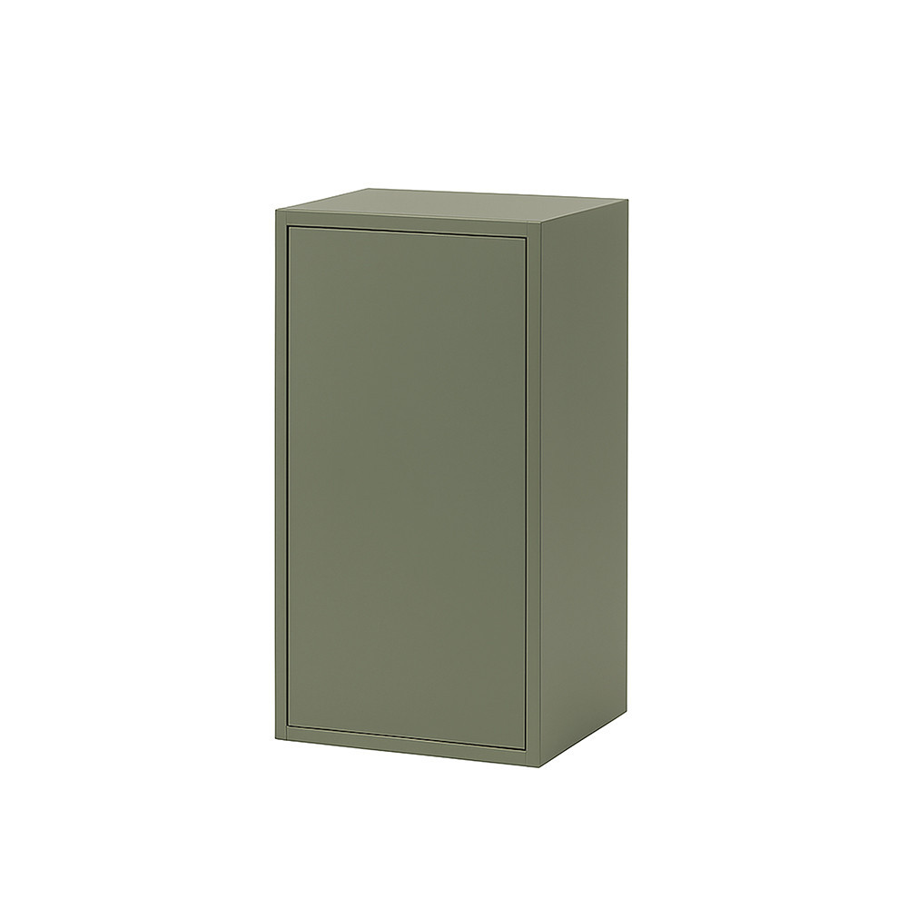 Set mobilier dormitor Leziter Boxie modular, alb/verde/galben, cu dulapuri și sertare