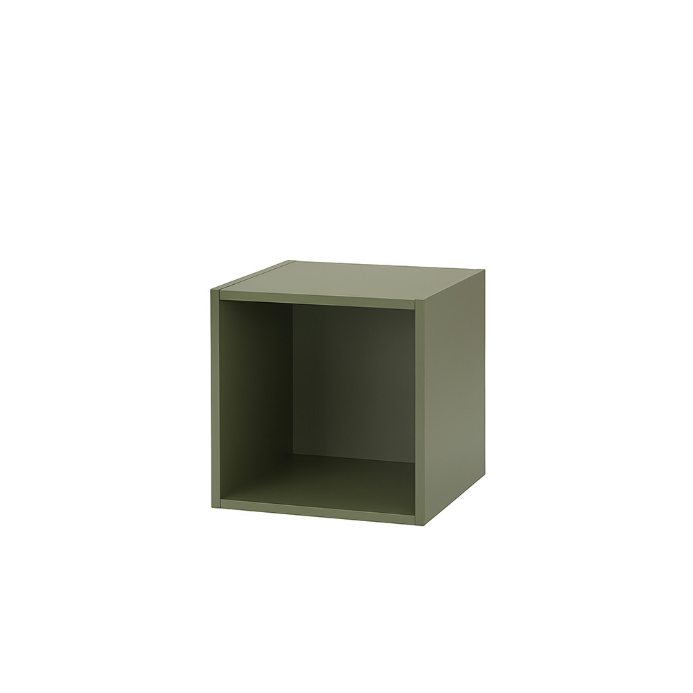 Set mobilier dormitor Leziter Boxie modular, alb/verde/galben, cu dulapuri și sertare