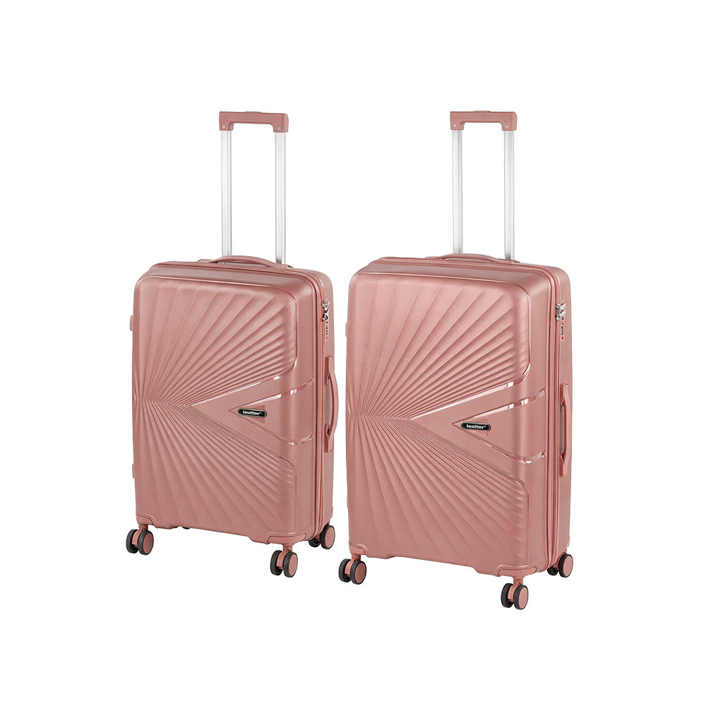 Set valize Leziter TraveLux Endure IV, ABS cu TSA, 60/100 L, aur roz